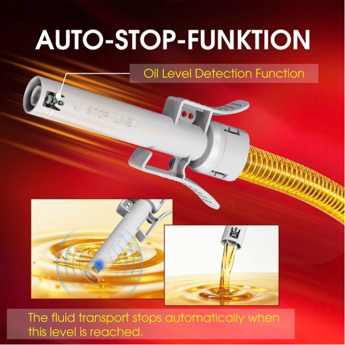 MQAAUP Automatic Fuel Transfer Pump with Auto-Stop, 51''Extra Long Hose, 3.2 Gallon per Min, 4 Can Adapters, Fast and Safe Portable Gas Can Pump for Oil, Diesel,Gasoline