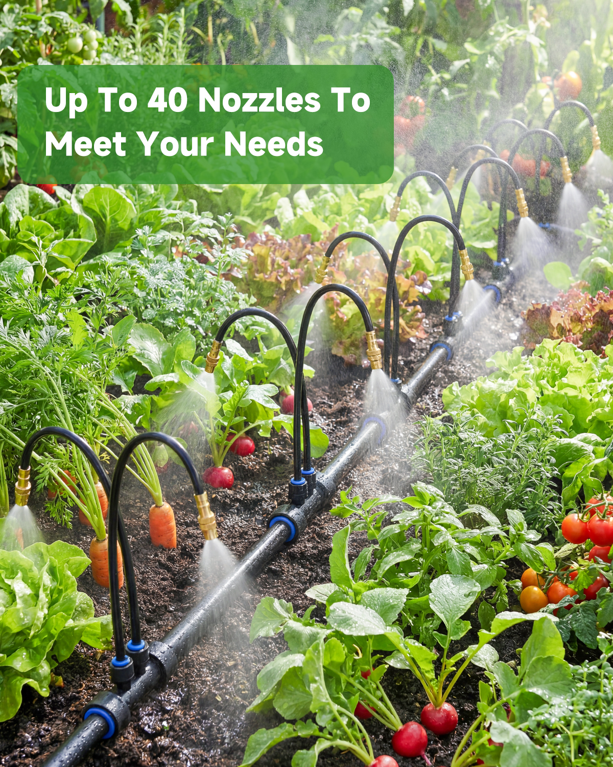 MQJIAZHI 66FT Drip Irrigation System with Timer, Automatic Watering System Kit with Solid Brass Metal Connectors, 360° Dual‑Outlet Adjustable Nozzles for Garden, Yard, Lawn, Greenhouse & Potted Plants