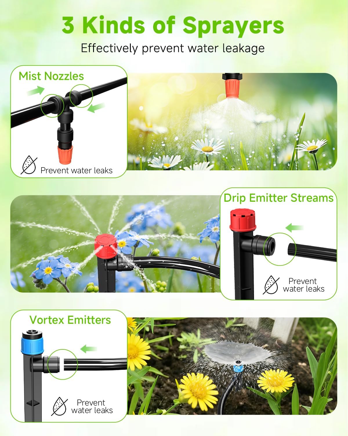 MQJIAZHI 124FT Drip Irrigation System with LCD Timer, Automatic Watering System Kits,5/16 Inch Hose 1/4 Inch Distribution Tubing 3 Sprayer Types, for Garden, Greenhouse, Garden, Lawn