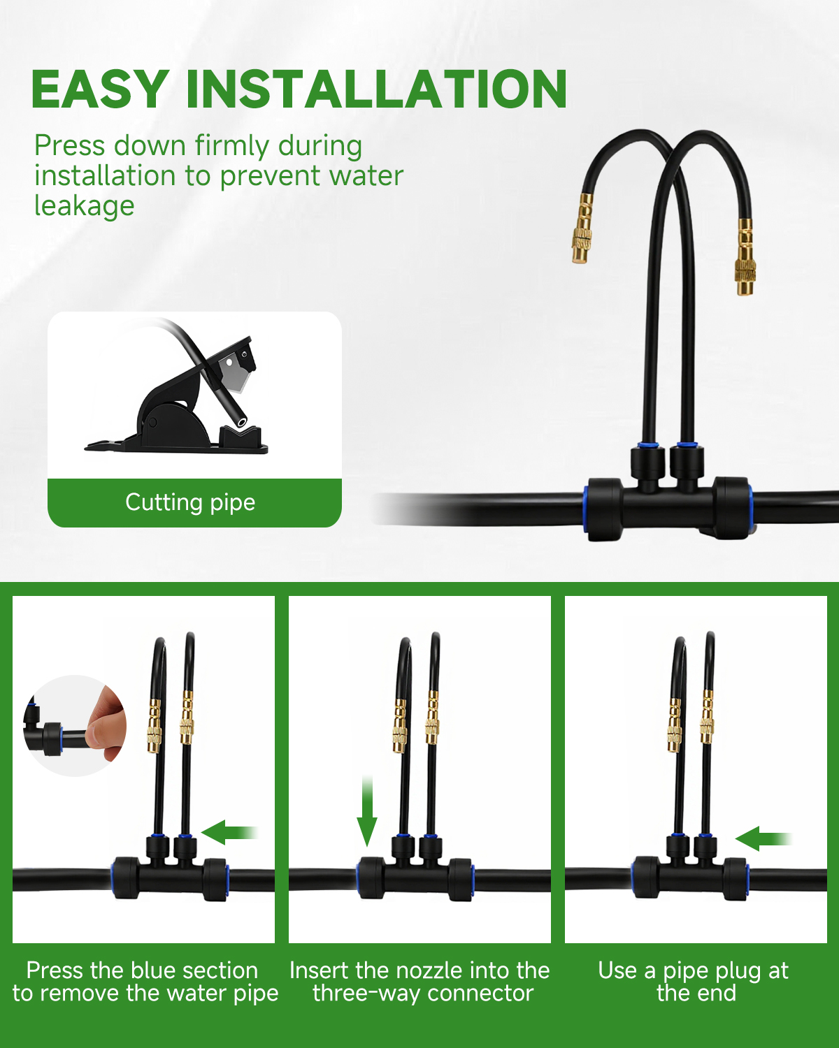 MQJIAZHI 66FT Drip Irrigation System with Timer, Automatic Watering System Kit with Solid Brass Metal Connectors, 360° Dual‑Outlet Adjustable Nozzles for Garden, Yard, Lawn, Greenhouse & Potted Plants