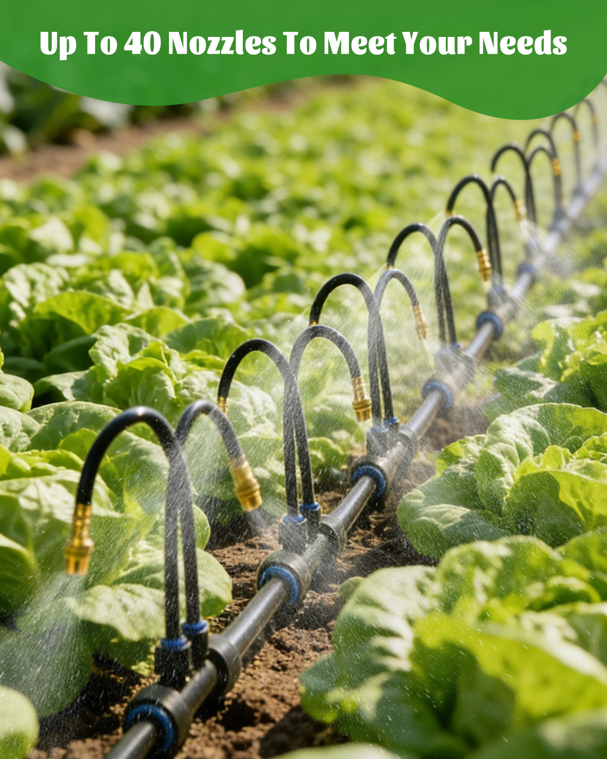 MQJIAZHI 66FT Drip Irrigation System with 40 Nozzles, Automatic Drip Irrigation Kit, Garden Watering System with Dual-Head 360° Bendable Spray Nozzles for Lawn, Raised Bed