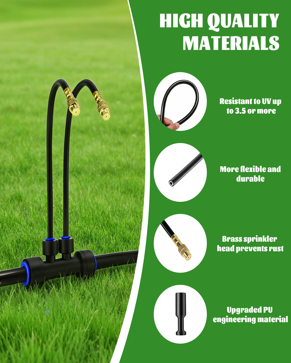 MQJIAZHI 66FT Drip Irrigation System with 40 Nozzles, Automatic Drip Irrigation Kit, Garden Watering System with Dual-Head 360° Bendable Spray Nozzles for Lawn, Raised Bed