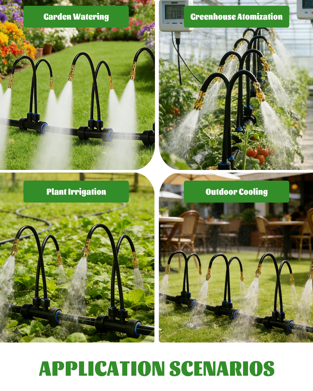 MQJIAZHI 66FT Drip Irrigation System with 40 Nozzles, Automatic Drip Irrigation Kit, Garden Watering System with Dual-Head 360° Bendable Spray Nozzles for Lawn, Raised Bed