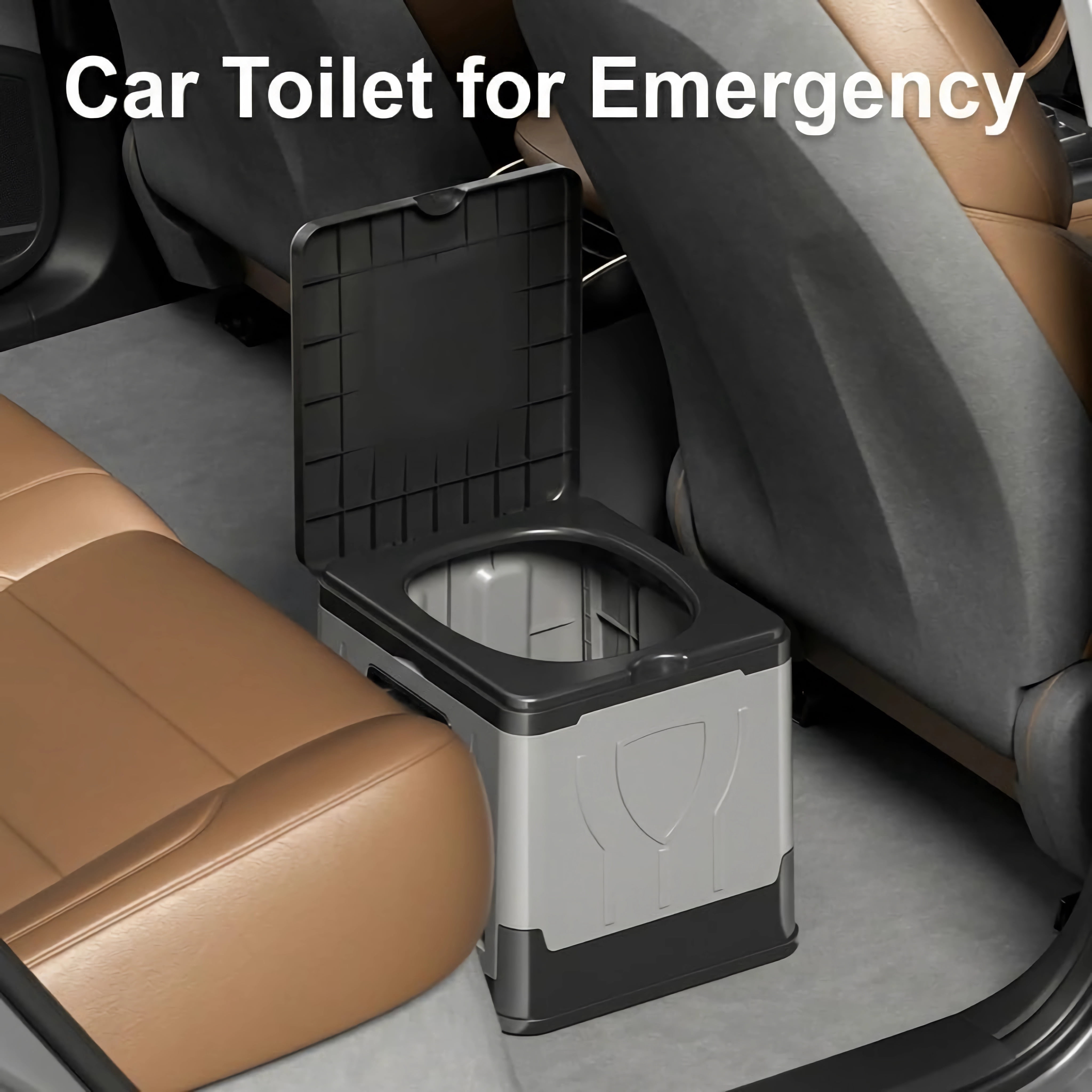 MQJIAZHI Portable Folding Toilet with Lid - Includes 1 Pack of Waste Bags, Collapsible Camping Travel Potty, Bedside Commode for Car & Emergency, Grey
