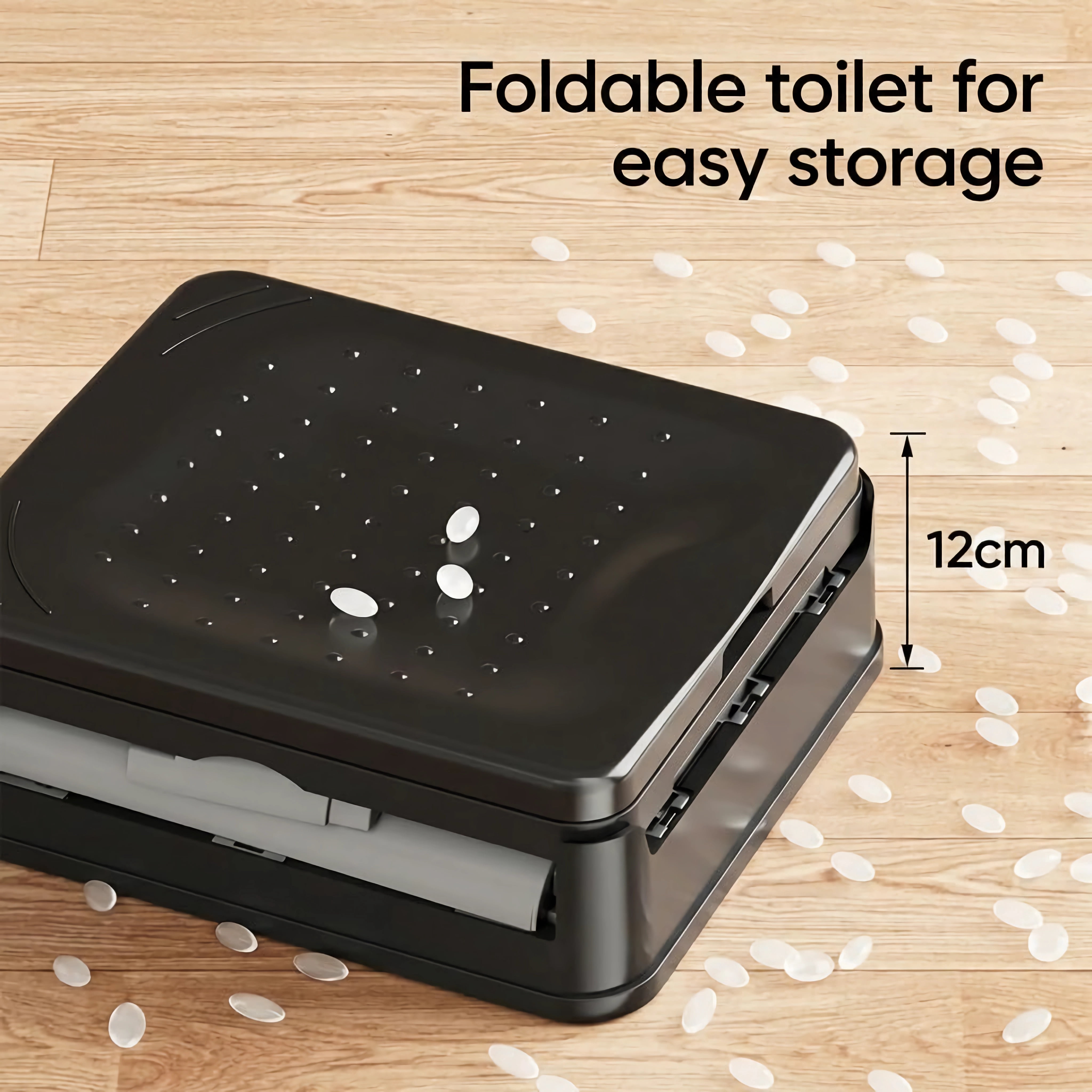 MQJIAZHI Portable Folding Toilet with Lid - Includes 1 Pack of Waste Bags, Collapsible Camping Travel Potty, Bedside Commode for Car & Emergency, Grey