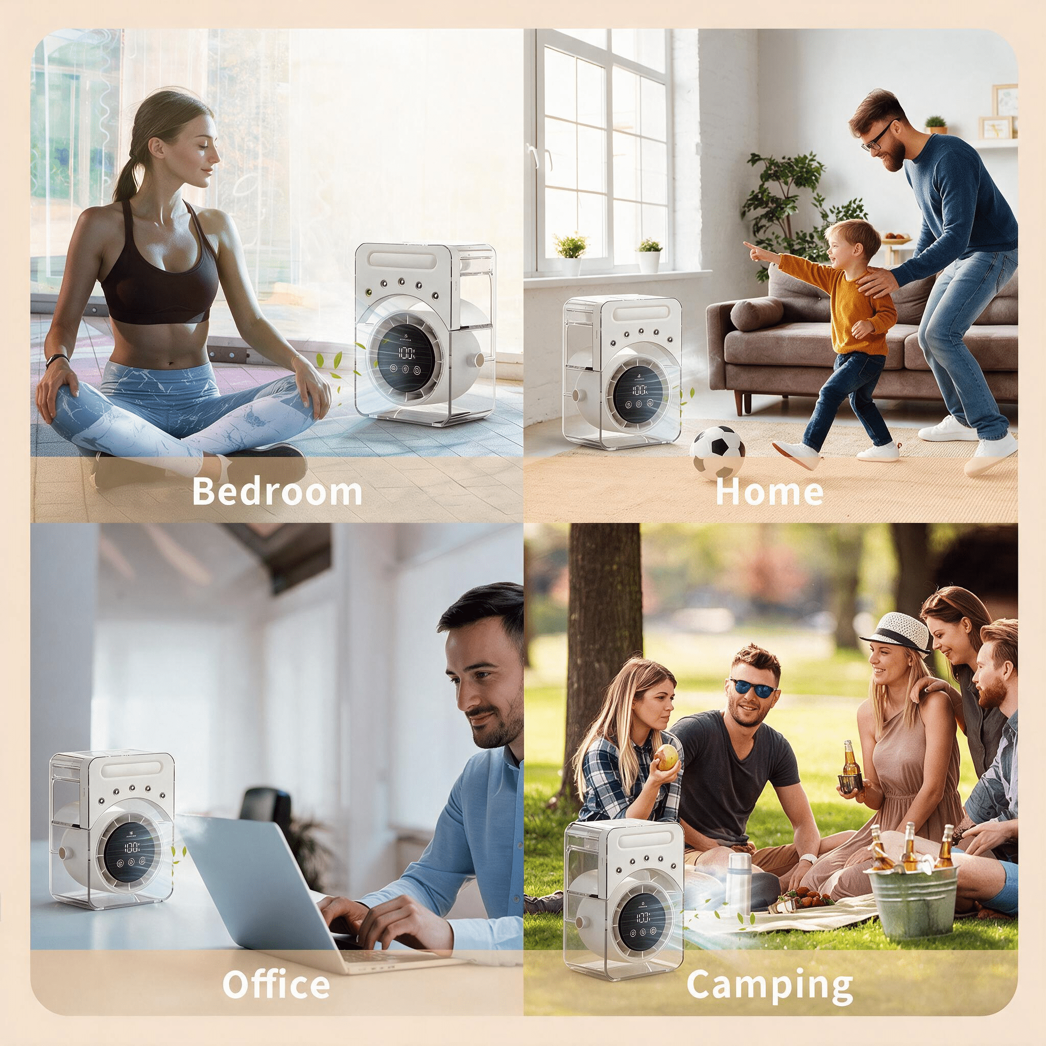 MQJIAZHI Portable Desk Misting Fan, 3600mAh Rechargeable, 20OZ Water Tank, 100-Speed Stepless Airflow 2300RPM, 5-Hole Spray Timer Oscillating for Home & Office