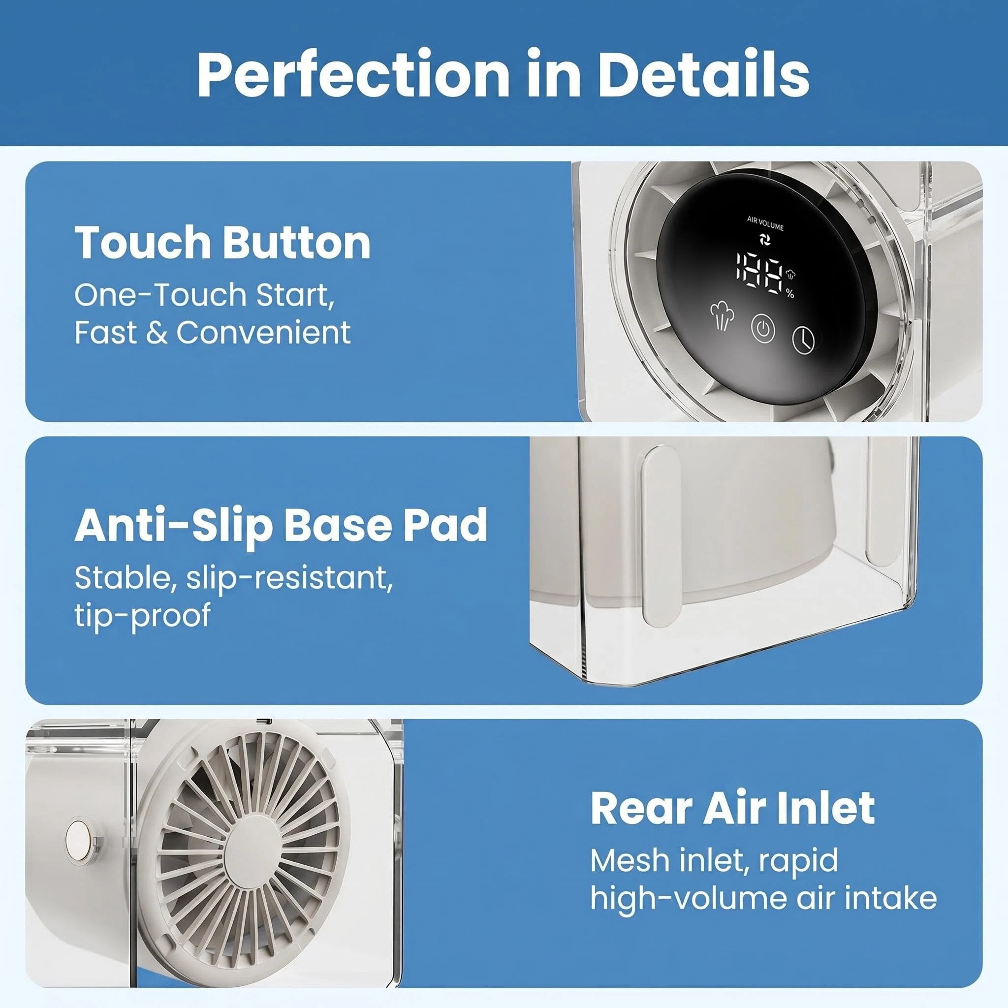 MQJIAZHI Portable Desk Misting Fan, 3600mAh Rechargeable, 20OZ Water Tank, 100-Speed Stepless Airflow 2300RPM, 5-Hole Spray Timer Oscillating for Home & Office