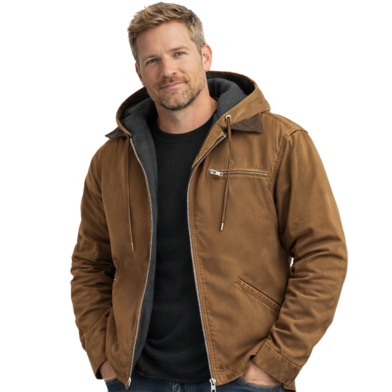 Men’s Vintage Cashmere-Lined Hooded Jacket