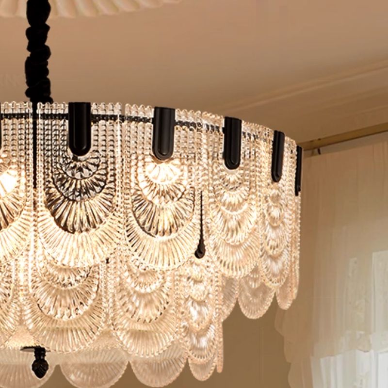 22-Inch 5-Light Rectangular Chandelier with Clear Glass Shades and Adjustable Height