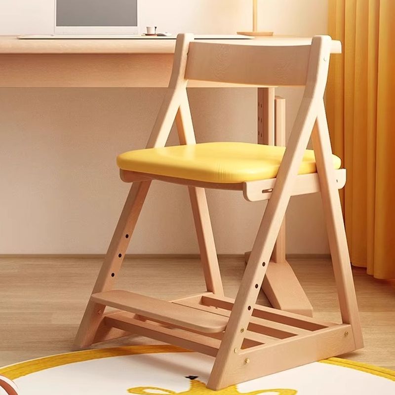 Yellow Rubberwood Children's Chair with Storage and Adjustable Height