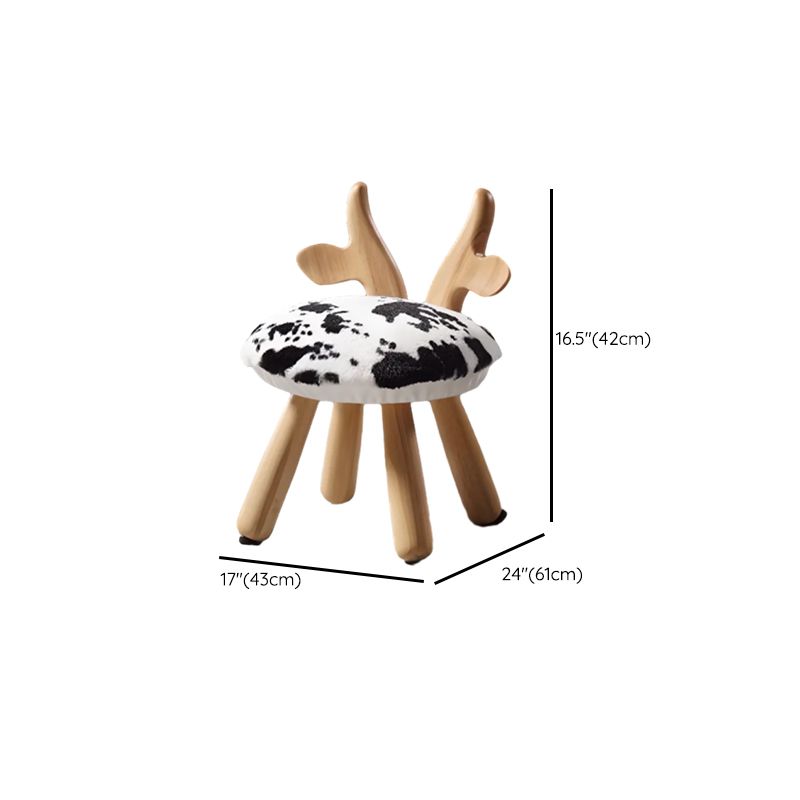 Black and White Upholstered Rubberwood Children's Chair with Animal Design
