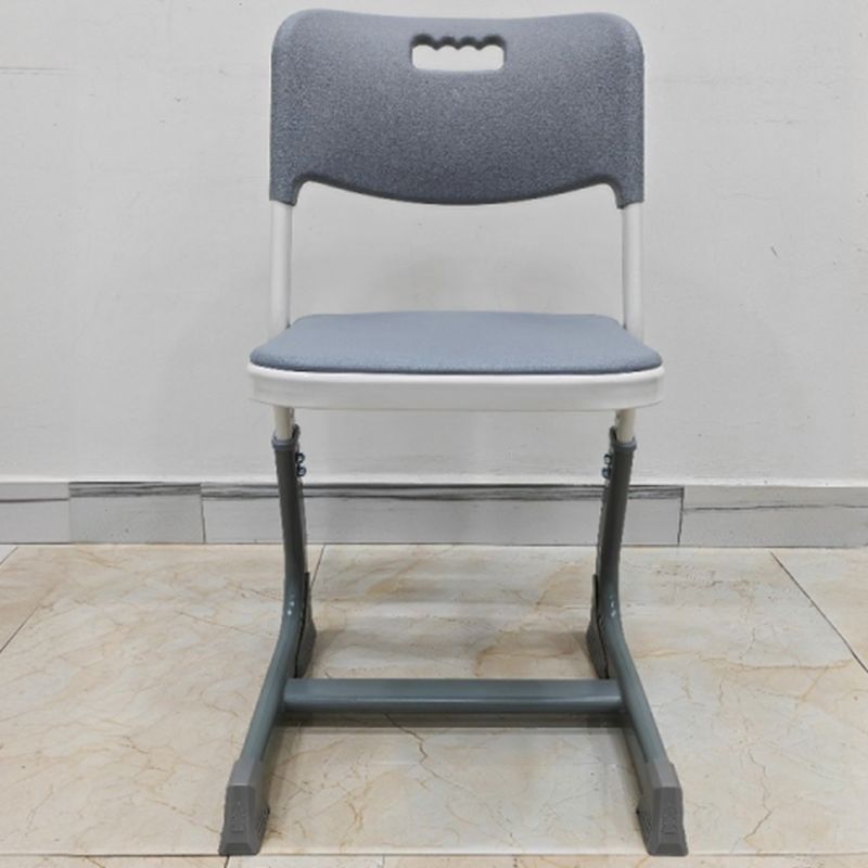 Grey Plastic Children's Chair with Metal Frame and Adjustable Height