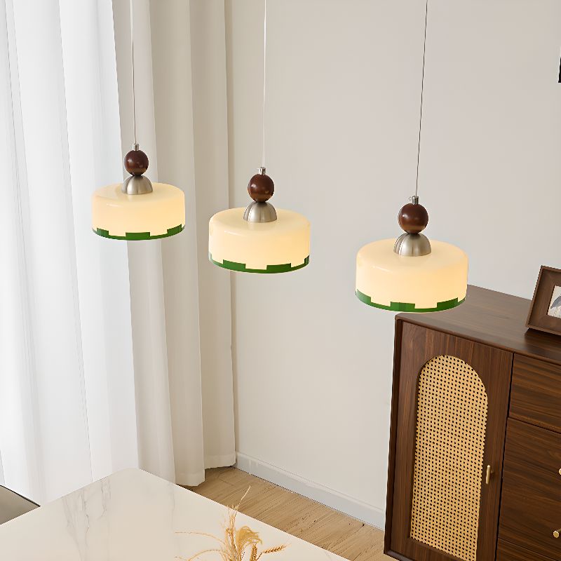 3-Light Nickel Polygonal Pendant Light with Glass Shades and Adjustable Hanging Length