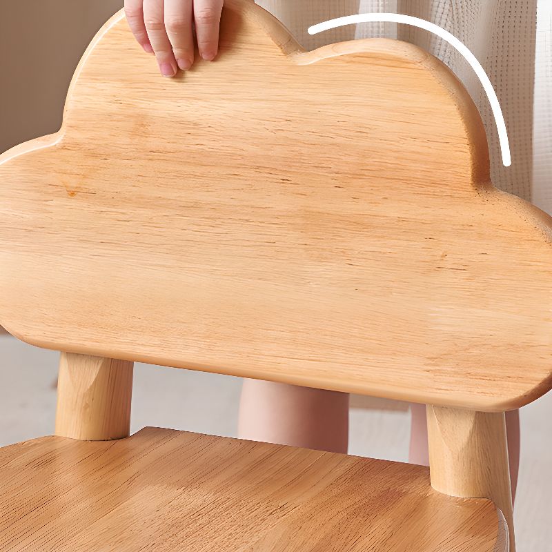 Natural Solid Wood Children's Chair with Cloud-Shaped Design