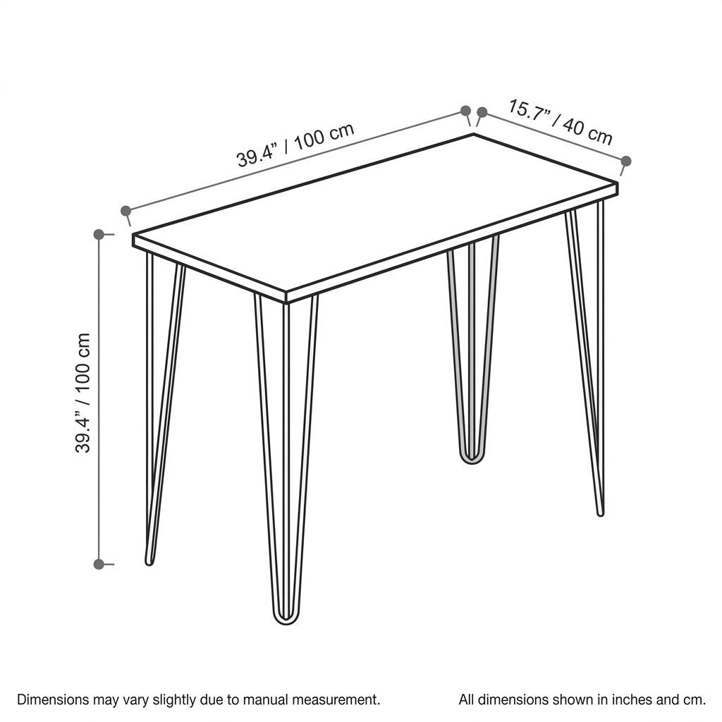 39-Inch Natural Wood Bar Table with Hairpin Legs