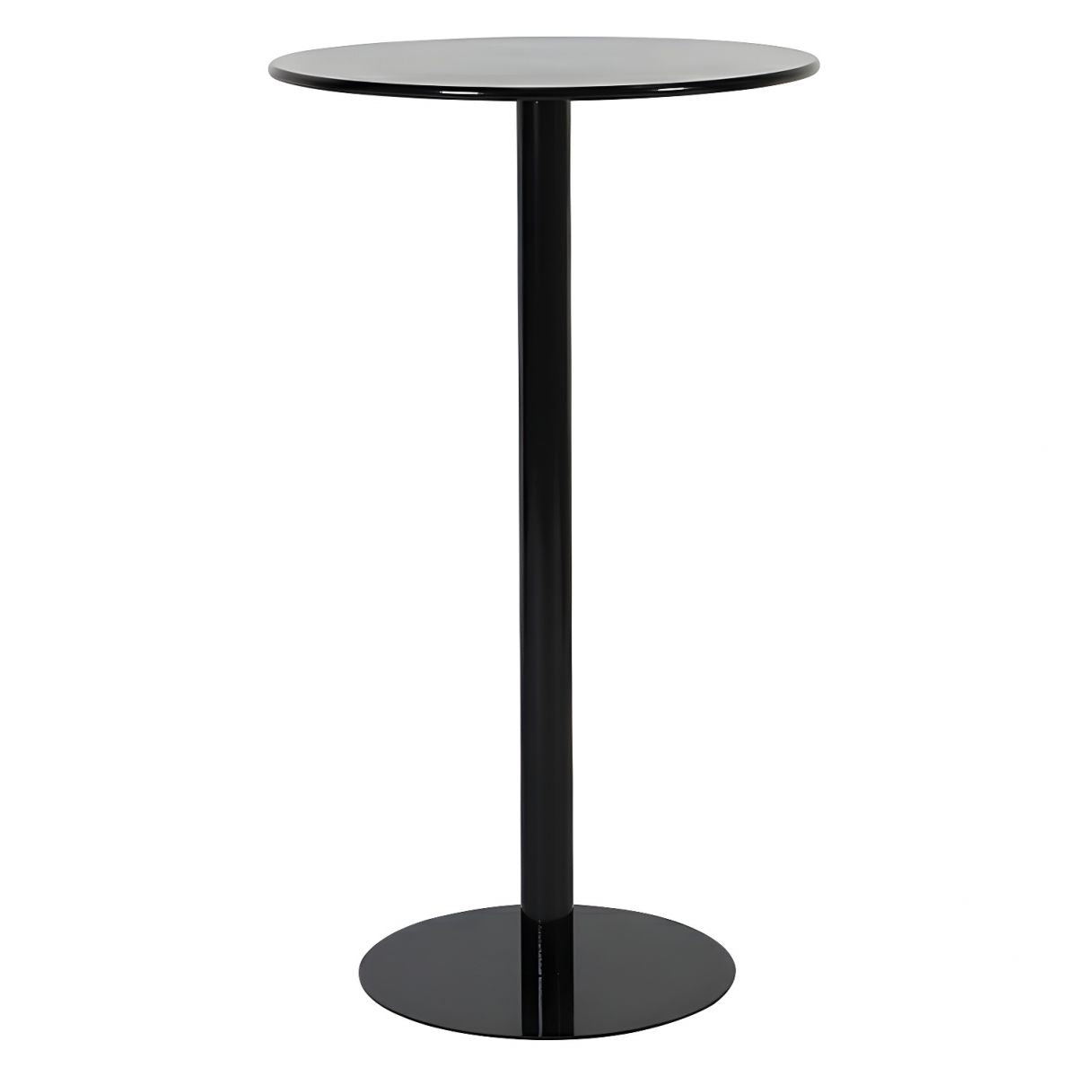 23.6-Inch Round Modern Bar Table with Matte Black Metal Top and Pedestal Base