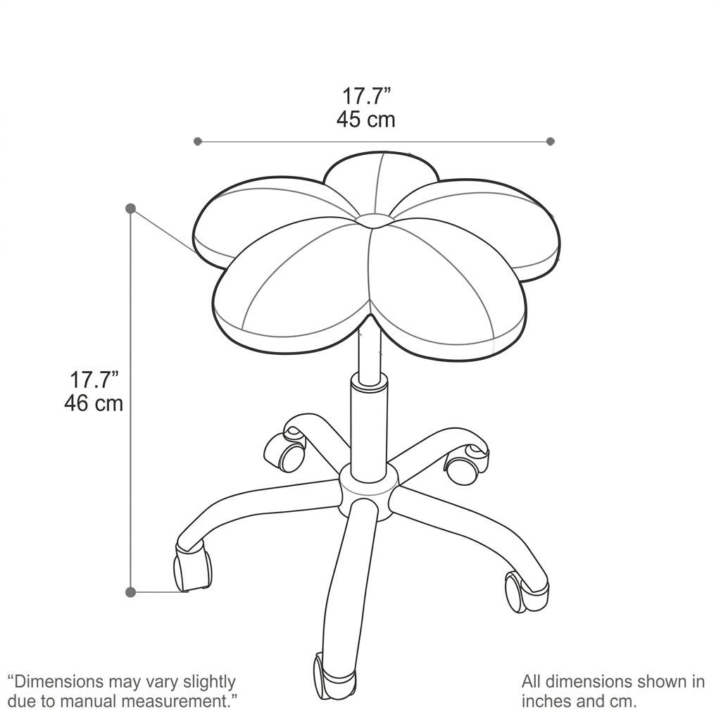 Dark Green Adjustable Swivel Vanity Stool with Flower-Shaped Upholstered Seat and Metal Base