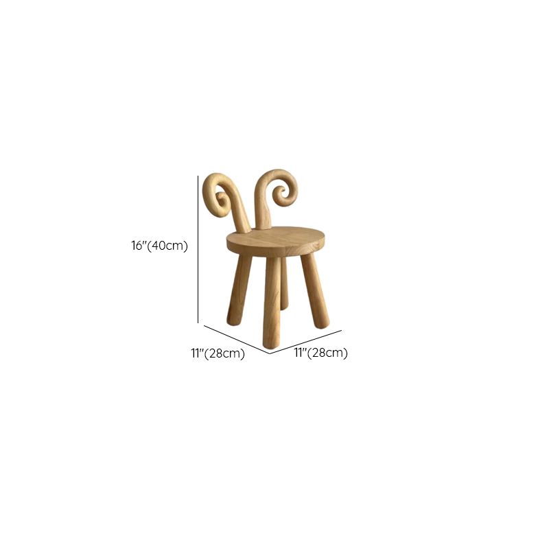 Natural Wood Children's Stool with Sheep-Shaped Back