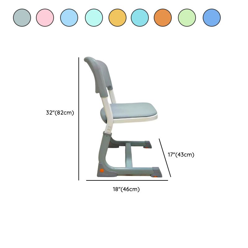 Grey Plastic Children's Chair with Metal Frame and Adjustable Height