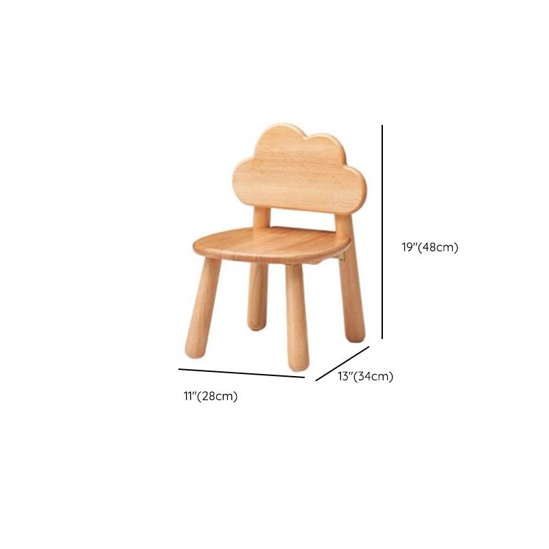 Natural Solid Wood Children's Chair with Cloud-Shaped Design