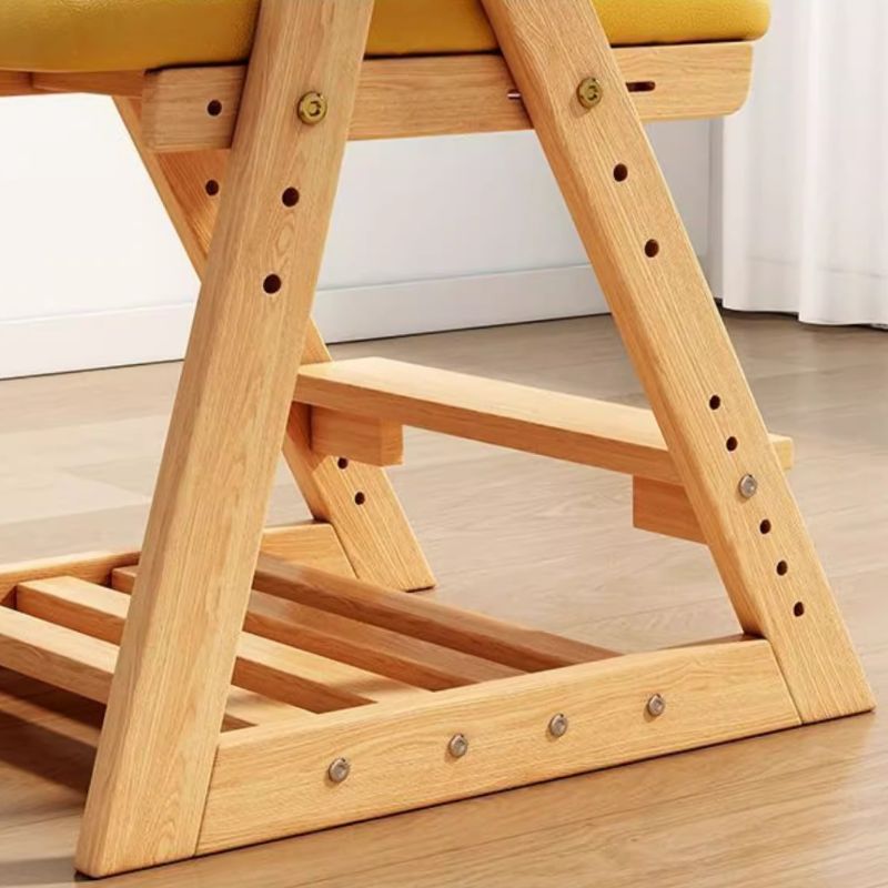 Yellow Rubberwood Children's Chair with Storage and Adjustable Height