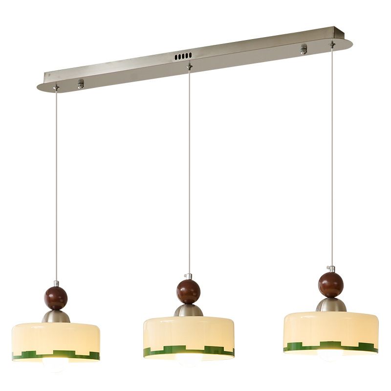3-Light Nickel Polygonal Pendant Light with Glass Shades and Adjustable Hanging Length