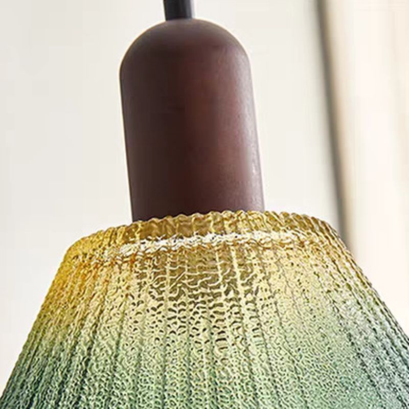 Green Geometric Ceiling Light with Glass Shade and Modern Design