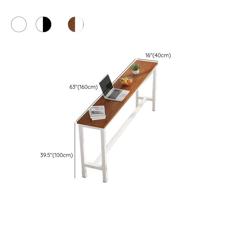 63-Inch White Rectangle Bar Table with Manufactured Wood Top and Metal Trestle Base
