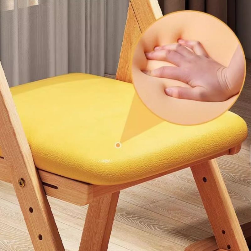Yellow Rubberwood Children's Chair with Storage and Adjustable Height