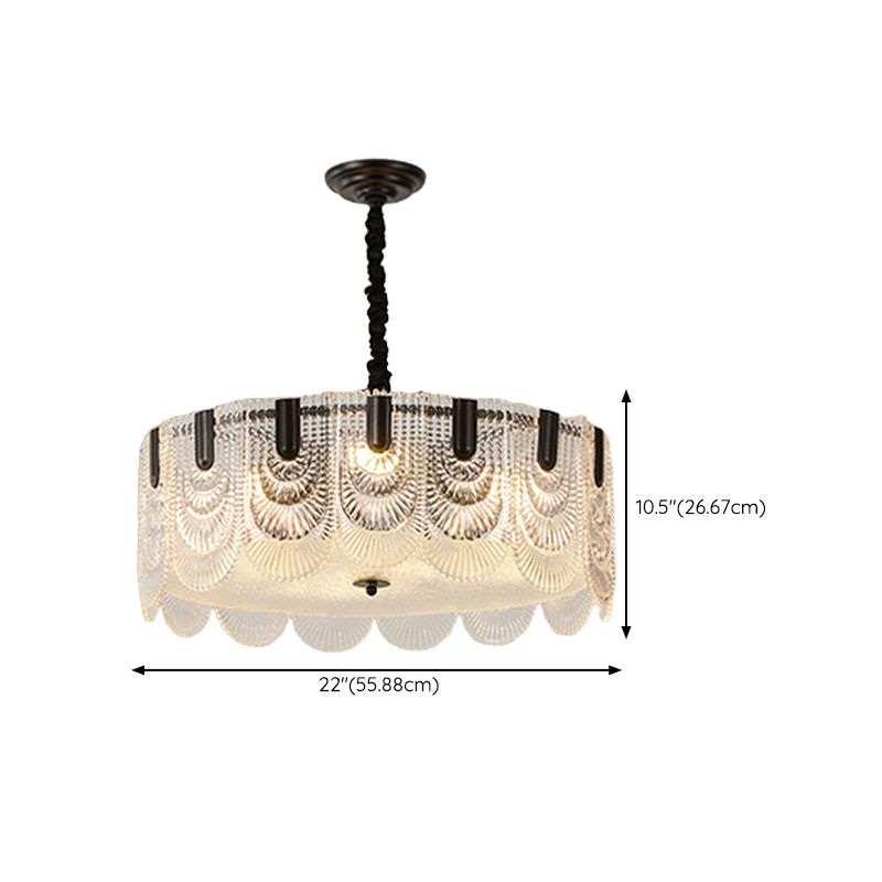 22-Inch 5-Light Rectangular Chandelier with Clear Glass Shades and Adjustable Height