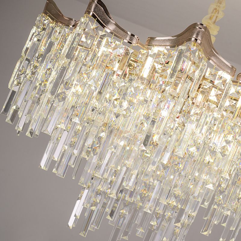 20-Inch 2-Tier Chandelier with Clear Glass Shades and Adjustable Height