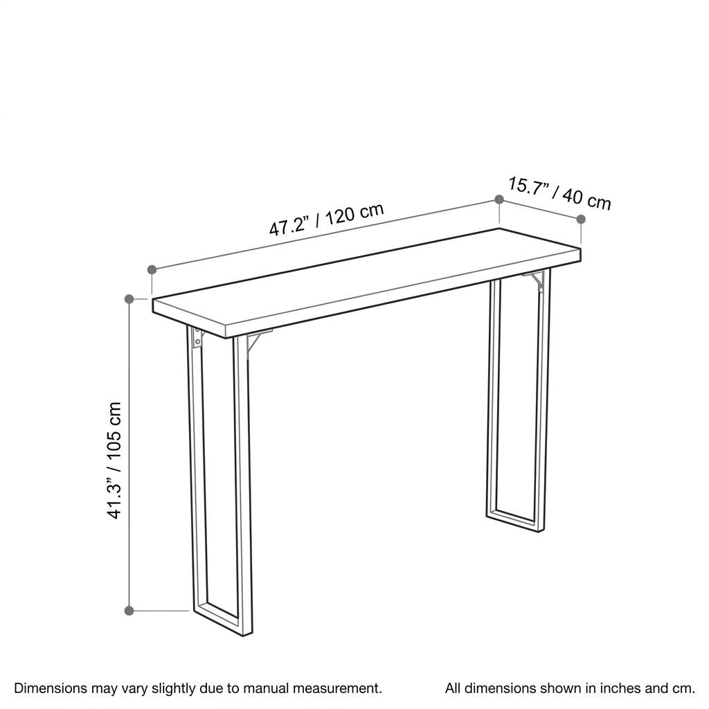 47-Inch Industrial Bar Table with Wood Top and Metal Sled Base