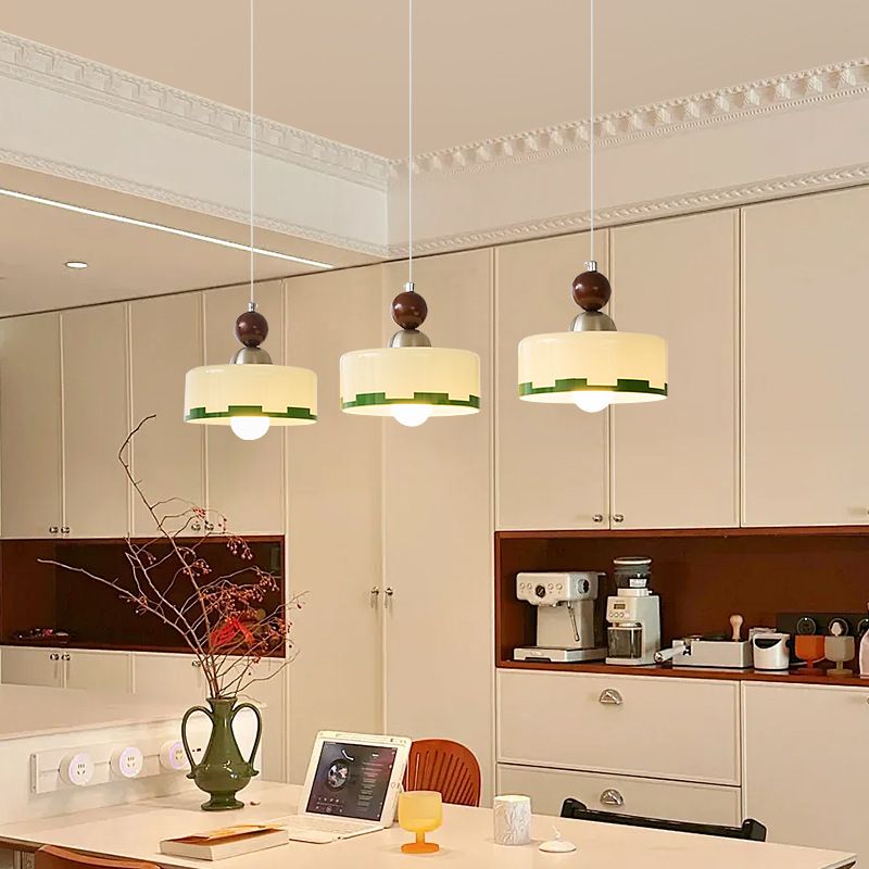 3-Light Nickel Polygonal Pendant Light with Glass Shades and Adjustable Hanging Length