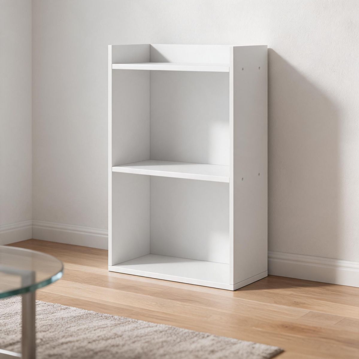 Warm White Wall-Mounted Bathroom Cabinet with Doors and Open Shelf