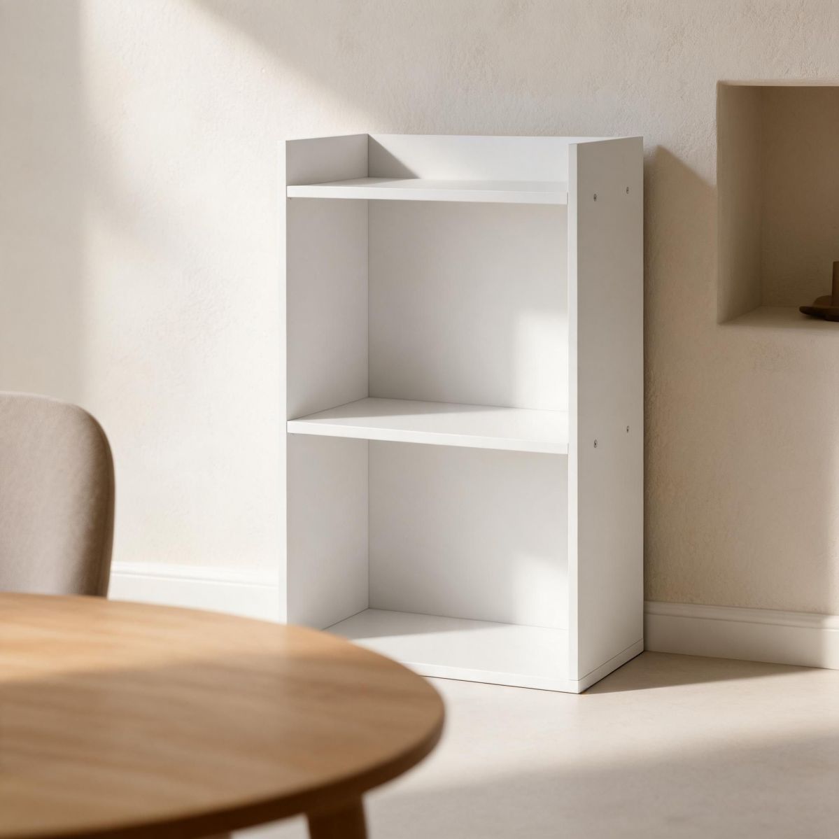 Warm White Wall-Mounted Bathroom Cabinet with Doors and Open Shelf