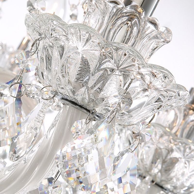 10-Light Metal Candelabra Chandelier with Clear Glass Shades and Adjustable Height