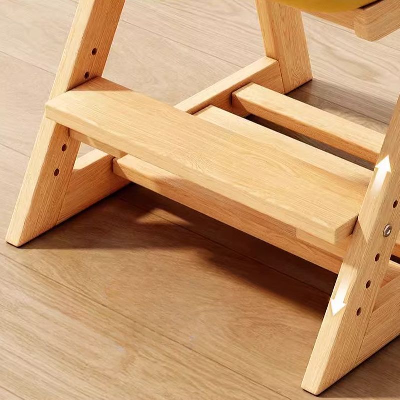 Yellow Rubberwood Children's Chair with Storage and Adjustable Height