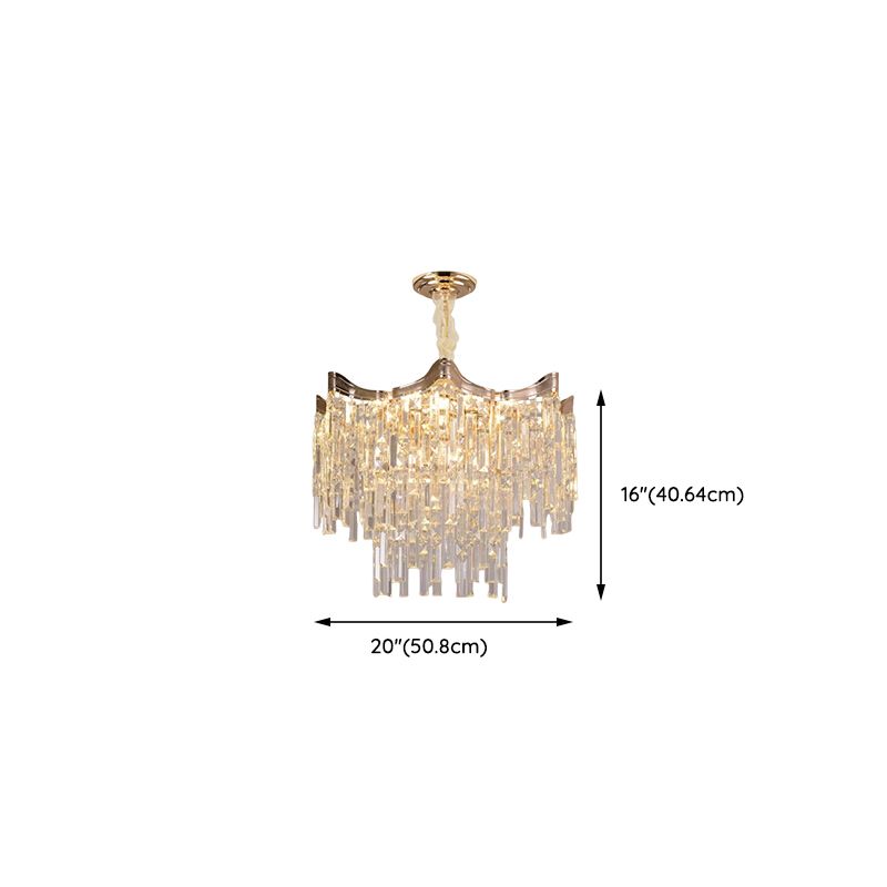 20-Inch 2-Tier Chandelier with Clear Glass Shades and Adjustable Height