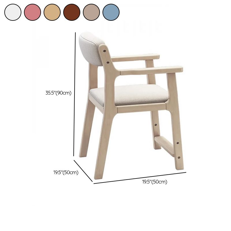 Natural Upholstered Children's Chair with Arms and Adjustable Height