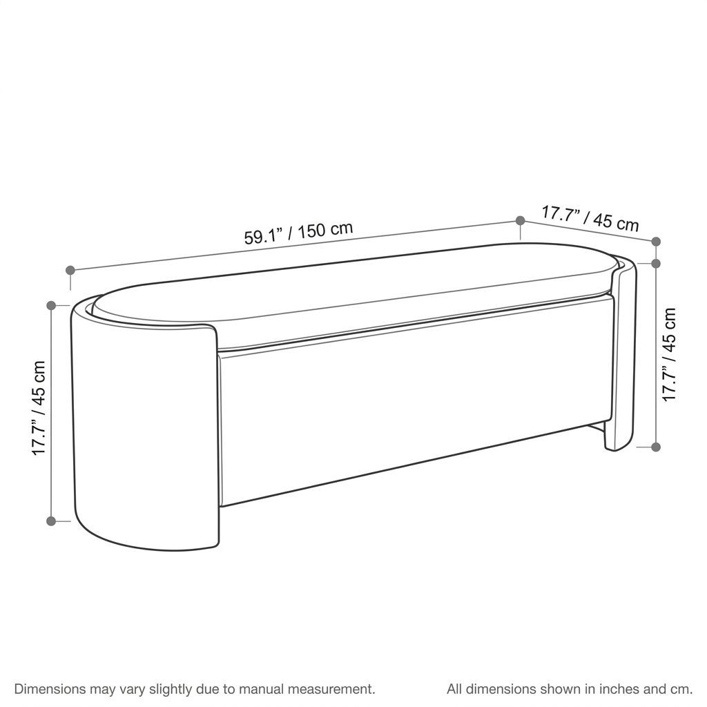 59-Inch Grey Upholstered Storage Bench with Flip-Top Lid and Hidden Storage