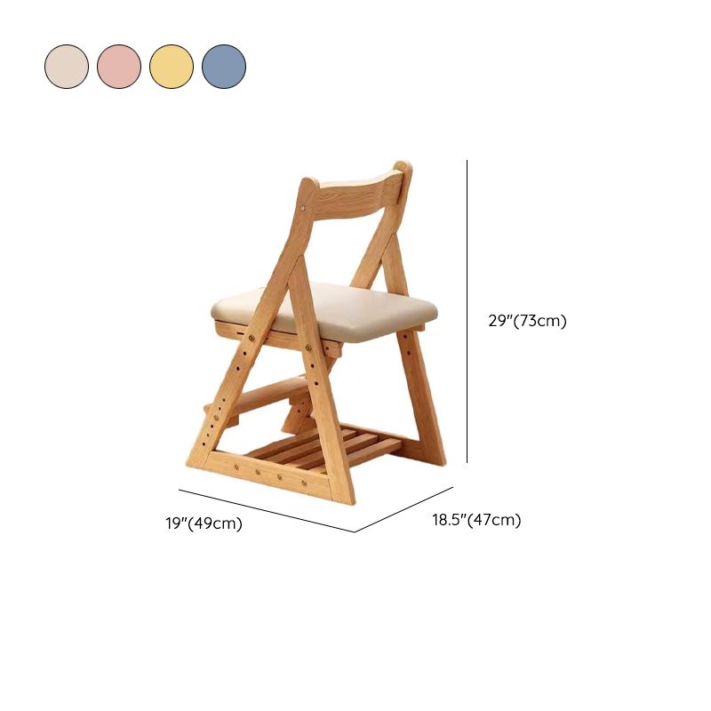 Yellow Rubberwood Children's Chair with Storage and Adjustable Height