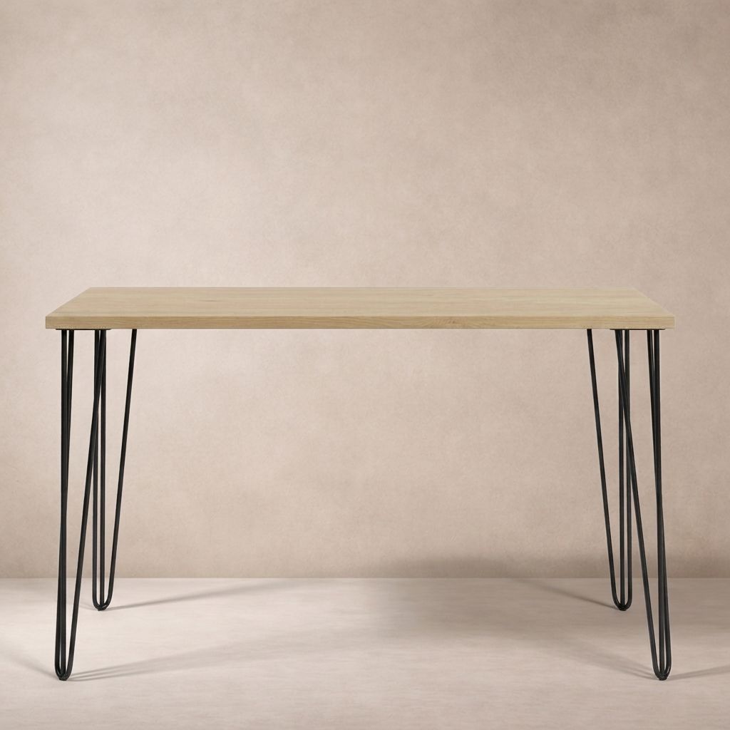 39-Inch Natural Wood Bar Table with Hairpin Legs