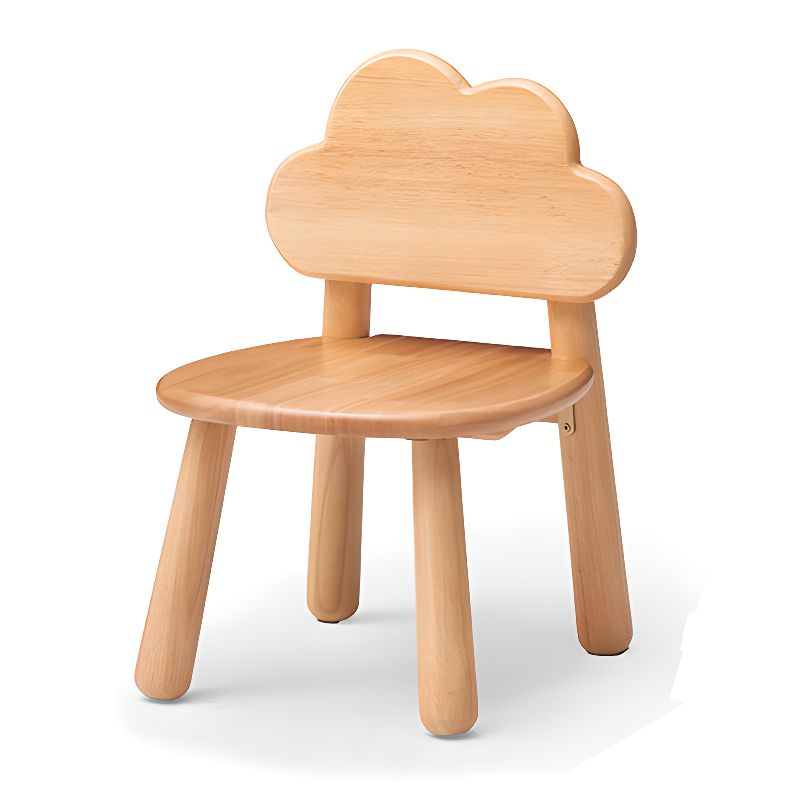 Natural Solid Wood Children's Chair with Cloud-Shaped Design