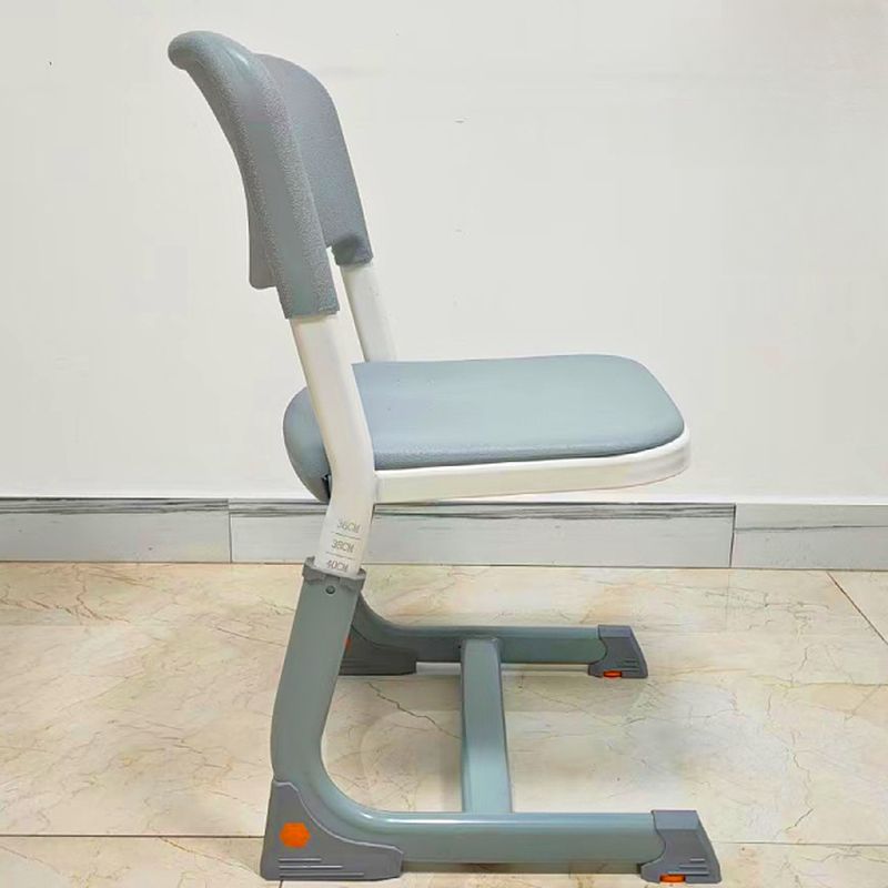 Grey Plastic Children's Chair with Metal Frame and Adjustable Height