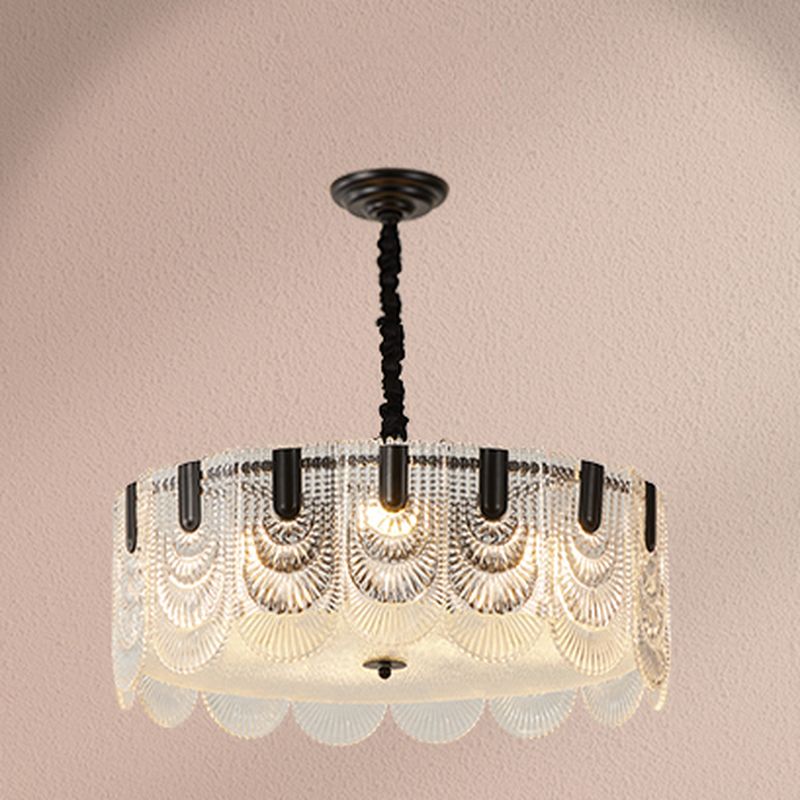 22-Inch 5-Light Rectangular Chandelier with Clear Glass Shades and Adjustable Height
