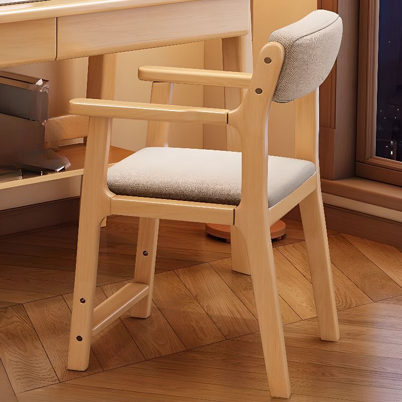 Natural Upholstered Children's Chair with Arms and Adjustable Height