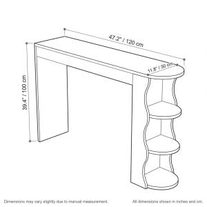 47-Inch Faux Marble Counter Height Bar Table with Side Shelves