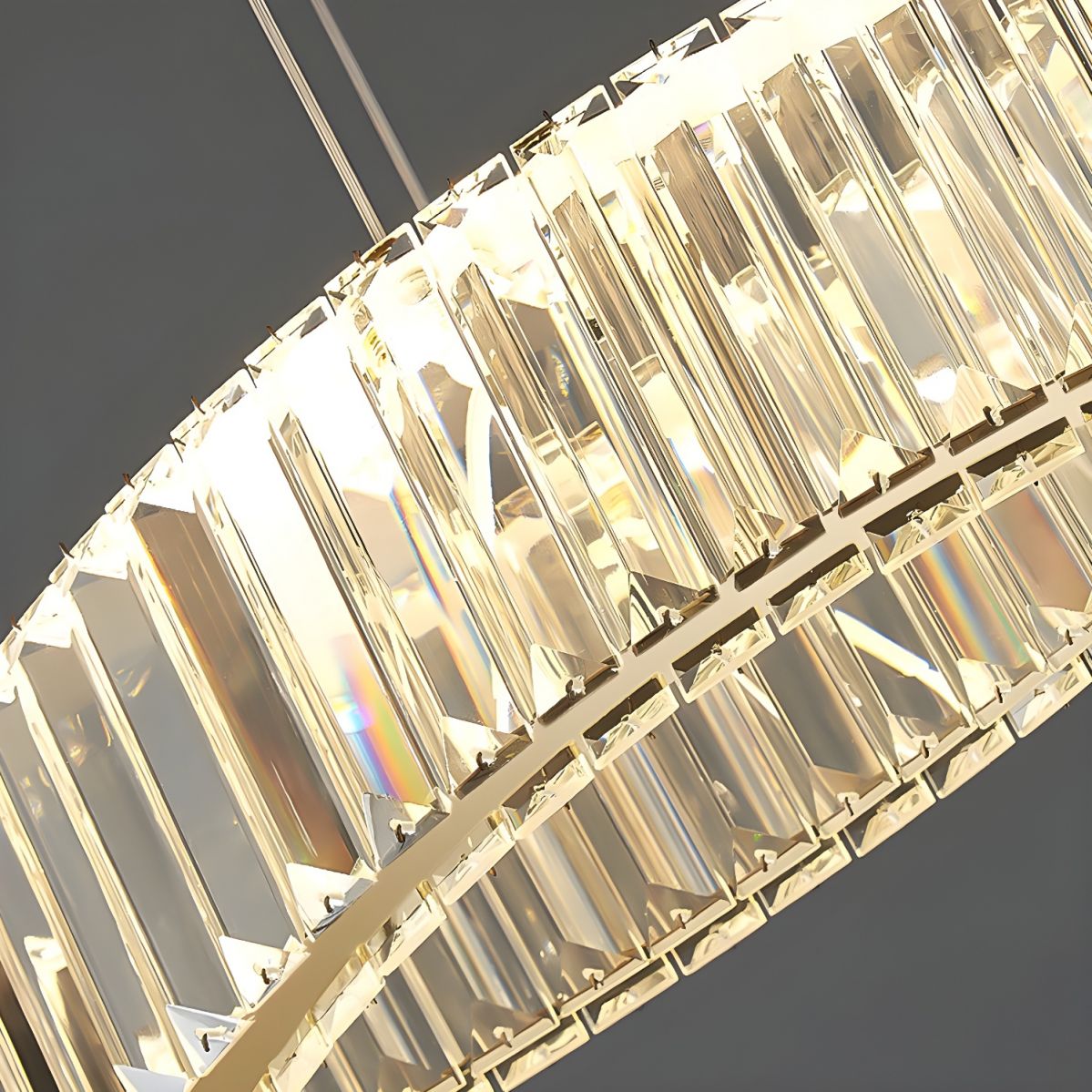 Oval Crystal LED Chandelier with Dimmable Light and Adjustable Height