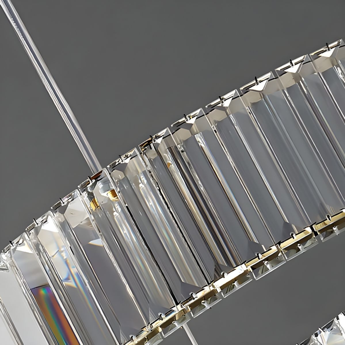 Oval Crystal LED Chandelier with Dimmable Light and Adjustable Height