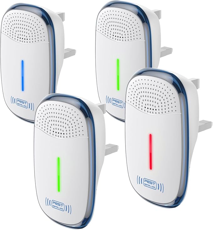4pcs Ultrasonic Pest Repeller Indoor, 2026 Upgraded Electronic Plug in Insect Control Device for Mice, Mosquito, Ants, Spiders, Child & Pet Safe (White)